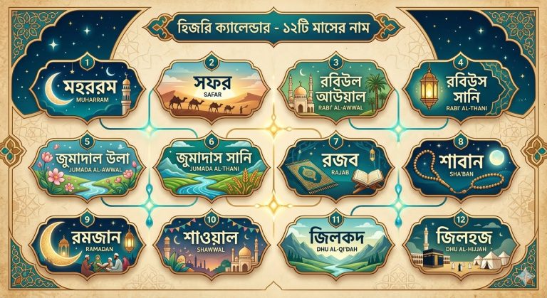 হিজরি ১২ মাসের নামকরণের ইতিহাস